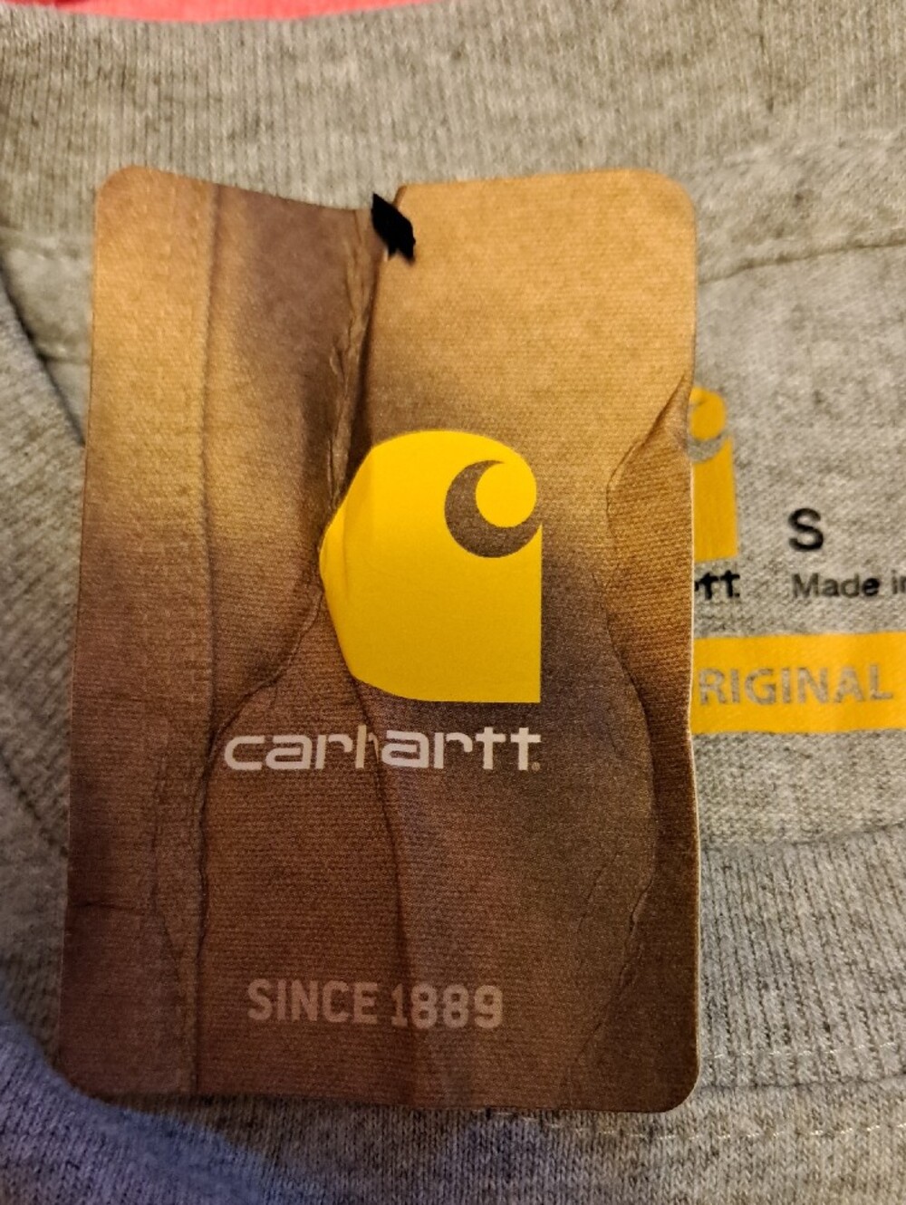 Men's Carhartt Gray Short Sleeve Pocket Tee - Crewneck NWT - Picture 5 of 6